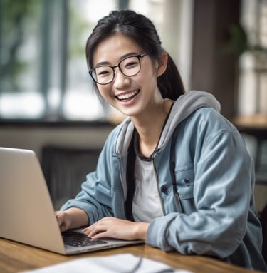 a woman with dreadlocks sitting in front of a laptop computer