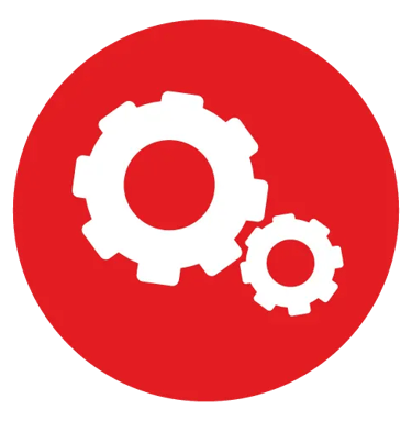 Red cogwheels icon