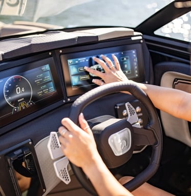 Wake surf boat ballast and performance calibration at helm in Ontario by STO Boats