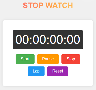 This is stop watch application with lap features, stop, pause, reset features.