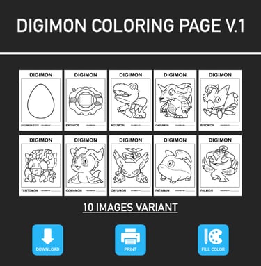 Coloring Page Digimon Educational Tools Download PNG PDF Unlimited Use