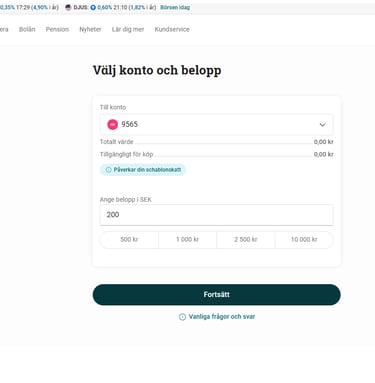 Avanza vilket konto du ska sÀtta in pengar