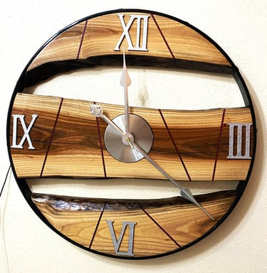 Wooden Wall Art, Metal Wood Wall Clock, Big Wood & Metal Wall Clock