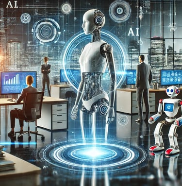 a robot - like robot with a robot in the foreground