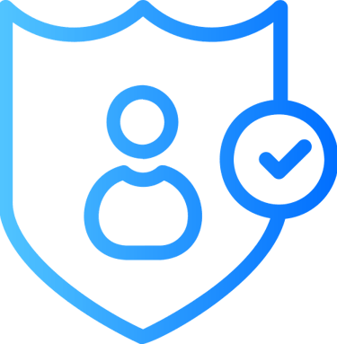 Shield with person and checkmark icon representing user authorization and security verification