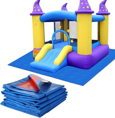 Bounce House Mat, 157.48 x 118 Inch Heavy-Duty Waterproof PE Inflatable Water Slide Bounce House Pad