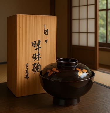 japanische Urushi-lackierte Holzschale – handgefertigte Schüssel für Misosuppe und Reis