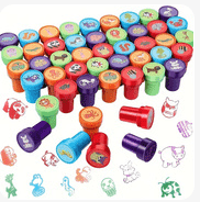 a bunch of stamps on a white background