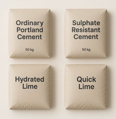 Cement and lime products including Portland cement and hydrated lime for construction use, export qu