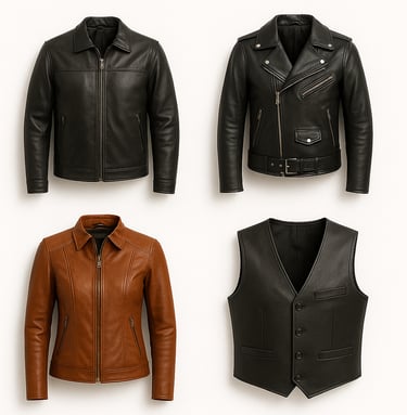 Leather jackets and apparel for fashion and outerwear, export quality leather garments