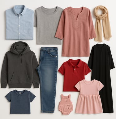 Export-ready garments including casual and fashion apparel