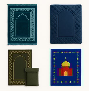 Islamic prayer mats with traditional designs for daily salah and religious gifts, export quality prayer rugs from Pakistan