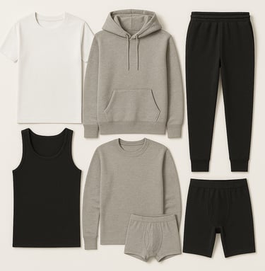 Knitted apparel including sweaters, tops and casual wear