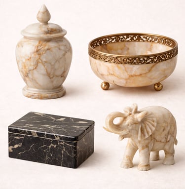 Hand carved marble decorative items and figurines