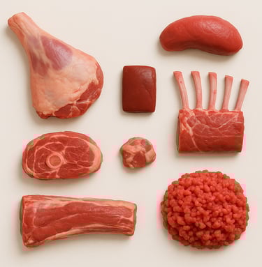 Halal mutton meat cuts including bone-in and boneless portions for global export