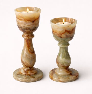 Onyx stone candle holders with natural stone texture