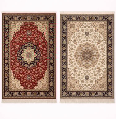 Persian style carpet with central medallion motif and intricate floral detailing.