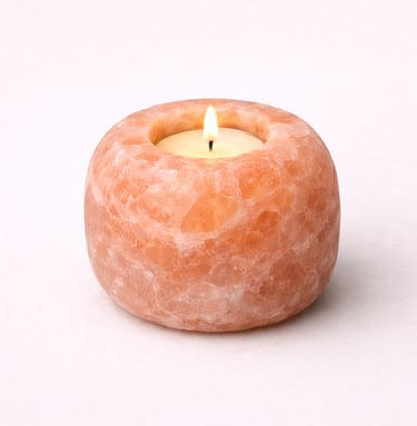 Round Himalayan salt candle holder tea light crystal décor