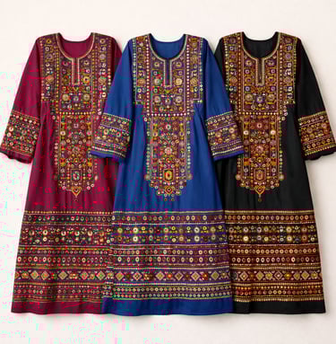 Traditional Balochi embroidered dresses