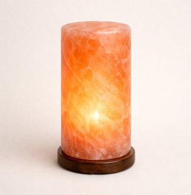Cylinder Himalayan salt lamp vertical crystal lighting décor