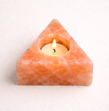 Triangle Himalayan salt candle holder geometric crystal light