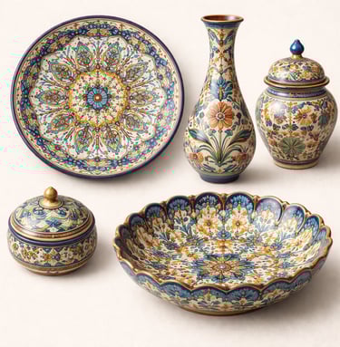 Hand painted ceramic décor items and tableware