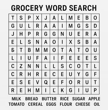 Grocery Word Search 