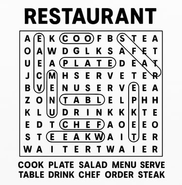 Restaurant Word Search 