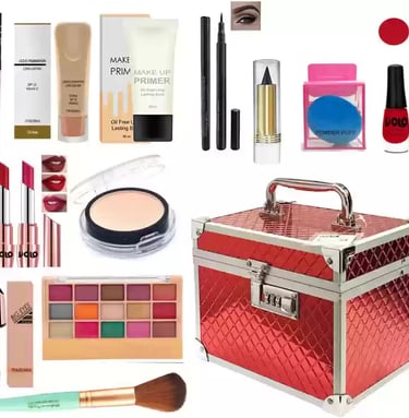 a variety of cosmetics products including makeup and cosmetics