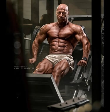 Rohan J. Reid  workout at Body Matrix Gym South Melbourne with defined abs and muscular body