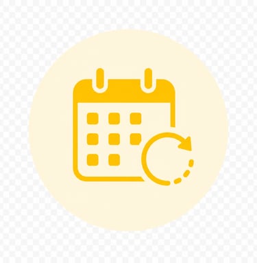 calendar with an arrow and circle meaning our services are very flexible and reliable in the yarra ranges, yarra valley