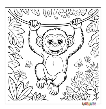 Baby monkey coloring page cute primate printable