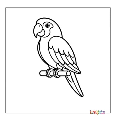 Parrot on perch outline drawing kids coloring worksheet