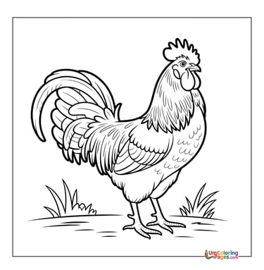 easy rooster coloring page for children