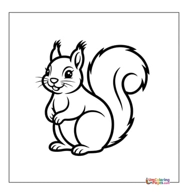 Squirrel with acorn outline drawing kids worksheet