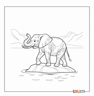 African elephant outline drawing kids coloring worksheet