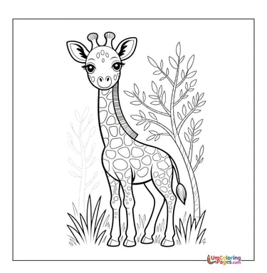 Spotted giraffe outline drawing kids coloring worksheet