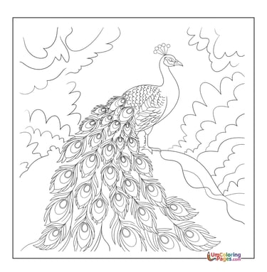 easy peacock coloring page for children