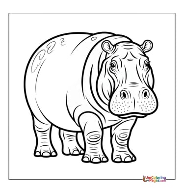 Swimming hippo outline drawing kids coloring worksheet