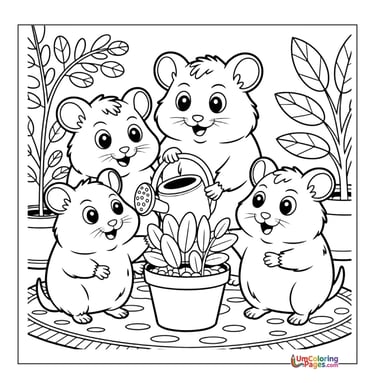 Hamster eating outline drawing preschool pet printable