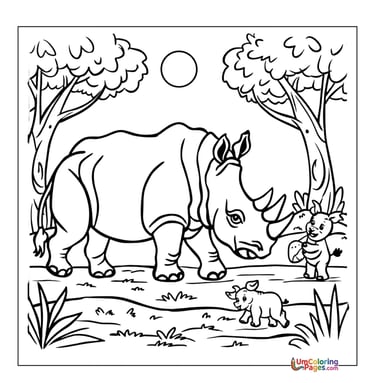 Free rhino coloring page armored wildlife for children