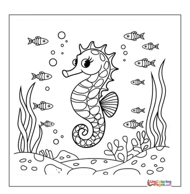 easy seahorse coloring page for children