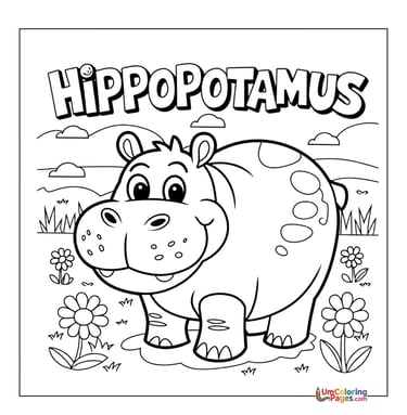 Free hippopotamus coloring sheet water wildlife activity