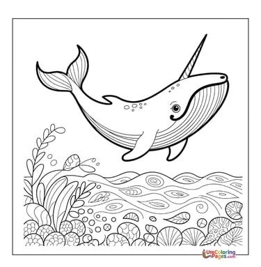 easy whale coloring page for children