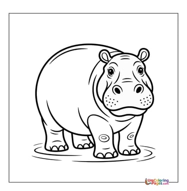 Hippo family coloring page African animal for children
