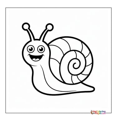 Cute snail with shell outline drawing kids worksheet