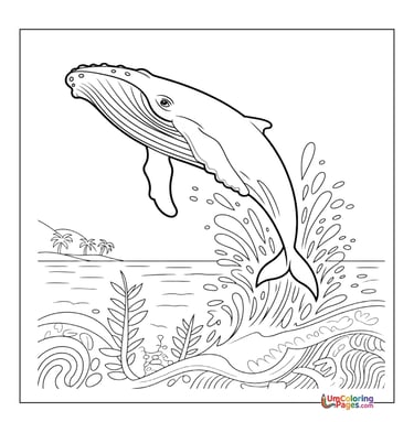 whale ocean animal coloring page