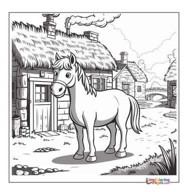 easy horse coloring page for children