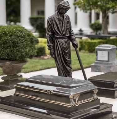 a statue of a man with a cane cane and a cane