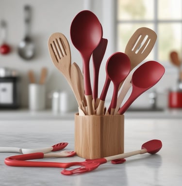 utensílios de cozinha, colheres, conchas, pás